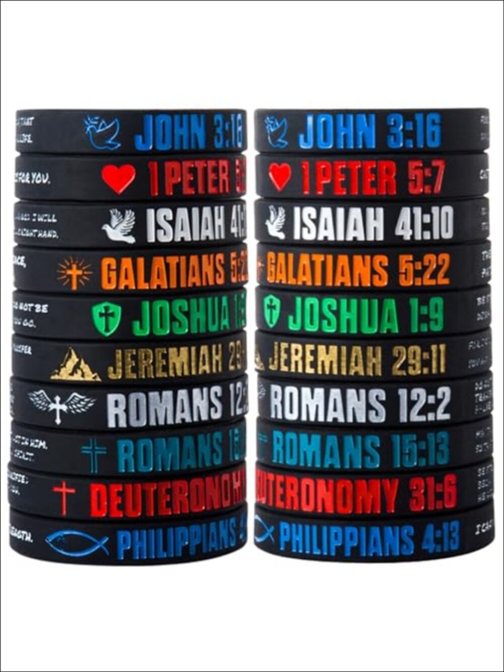12 Pcs Bible Verse Silicone Bracelets Christian Religious Gift Set